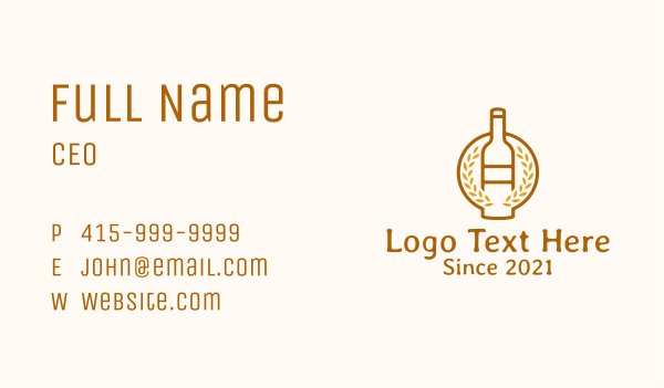 Wheat Liquor Bottle Business Card Design Image Preview