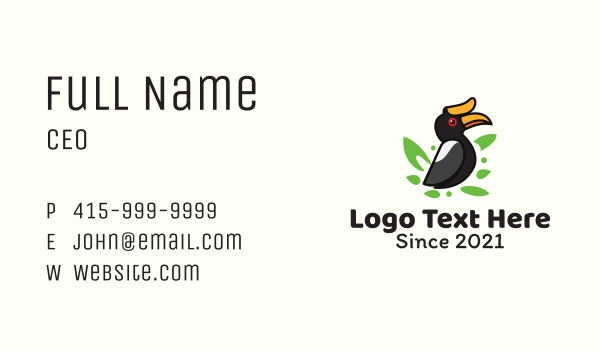 Tropical Hornbill Bird Business Card Design Image Preview