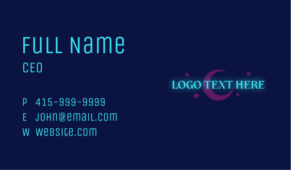 Neon Night Wordmark Business Card Design Image Preview