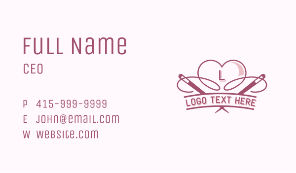 Heart Needle Seamstress Business Card Design Image Preview