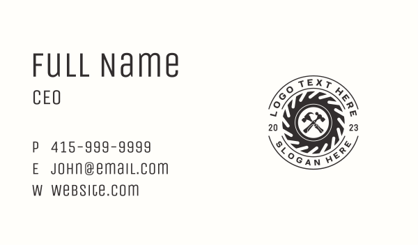 Sawmill Carpentry Hammer Business Card Design Image Preview