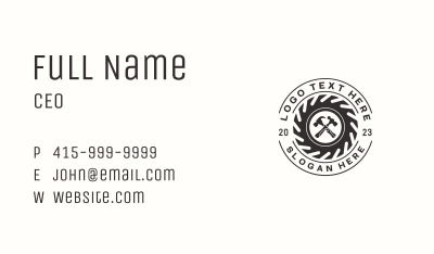 Sawmill Carpentry Hammer Business Card Image Preview