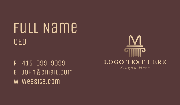 Classic Pillar Letter M Business Card Design Image Preview