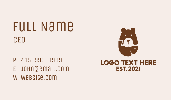 Brown Bear Fishing  Business Card Design Image Preview