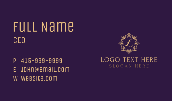 Gold Classy Wreath Business Card Design Image Preview