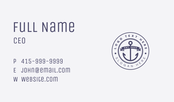 Sailor Anchor Rope Business Card Design Image Preview