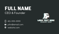 Futuristic Helmet Glitch Business Card Preview