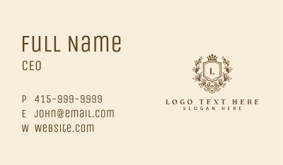 Royal Crown Shield Wreath  Business Card Image Preview