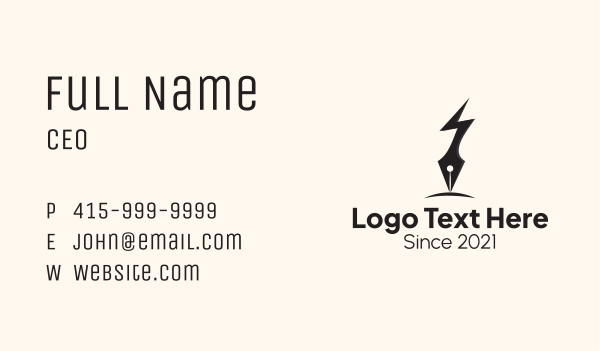 Lightning Bolt Pen Business Card Design Image Preview