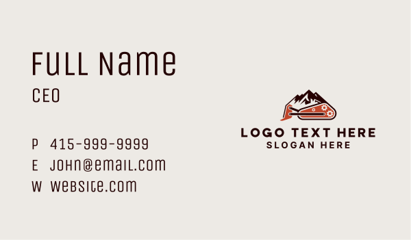 Mountain Bulldozer Contractor Business Card Design Image Preview