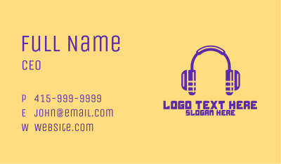 Modern Purple Headphones Business Card