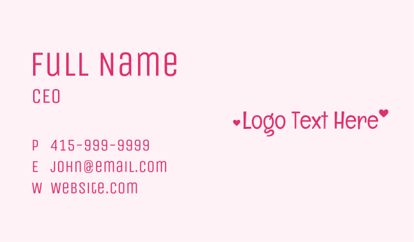 Cute Heart Wordmark Business Card Design Image Preview