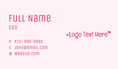 Cute Heart Wordmark Business Card Image Preview