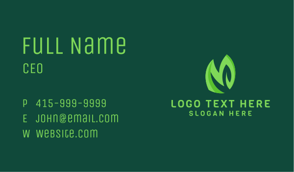 Green Organic Letter M Business Card Design Image Preview