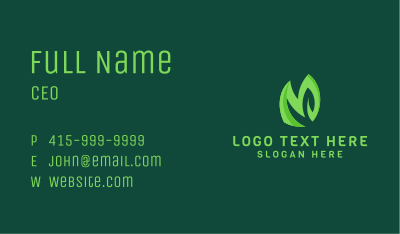 Green Organic Letter M Business Card Image Preview