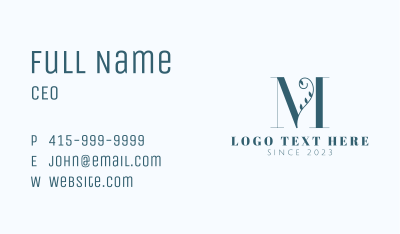 Botanical Vine Letter M Business Card Image Preview