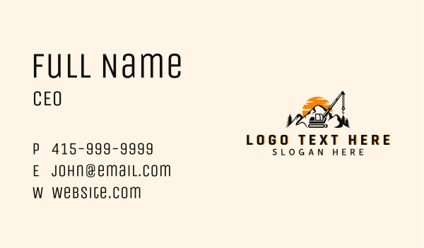Mountain Crane Heavy Equipment  Business Card Design Image Preview