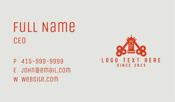 Orange Key Tower Business Card Design Image Preview