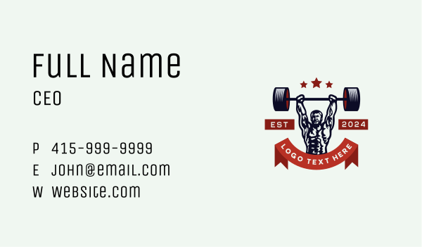 Strong Man Powerlifting Business Card Design Image Preview