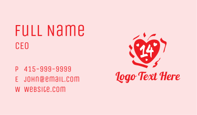 Valentine Heart Number 14  Business Card Image Preview