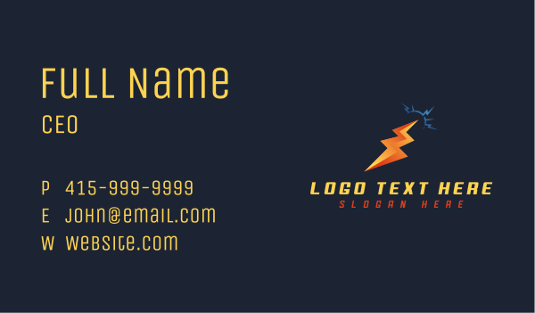 Lightning Electric Current Business Card Design Image Preview