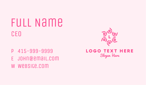 Decorative Pink Flower Lettermark Business Card Design Image Preview