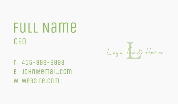 Simple Script Lettermark Business Card Design Image Preview