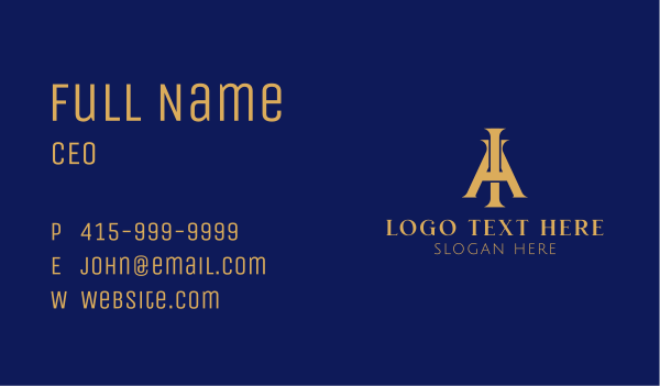 A & I Gold Monogram Business Card Design Image Preview