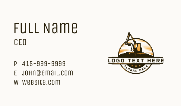 Excavator Digger Construction Business Card Design Image Preview