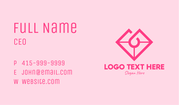 Pink Heart Gemstone Business Card Design Image Preview