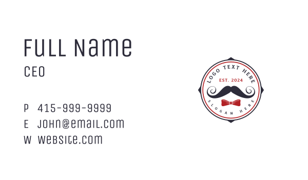 Gentleman Moustache Ribbon Business Card Design Image Preview