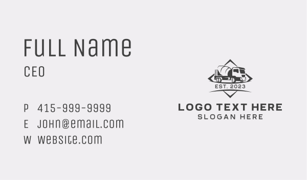 Construction Concrete Mixer Truck Business Card Design Image Preview