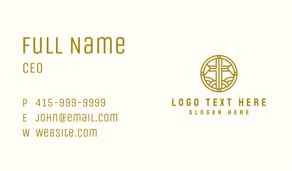 Golden Crucifix Cross Business Card Design Image Preview