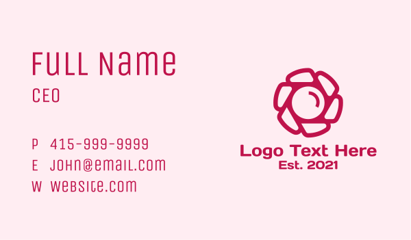 Pink Camera Flower  Business Card Design Image Preview