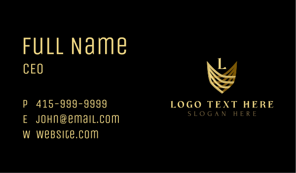 Gold Shield Lettermark Business Card Design Image Preview