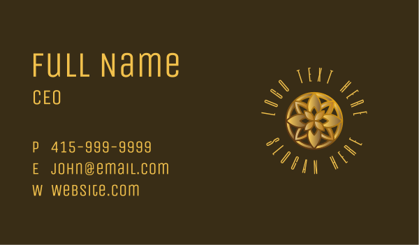 Golden Luxury Flower Business Card Design