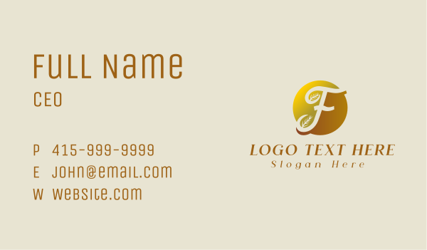 Eco Leaf Letter F Business Card Design Image Preview