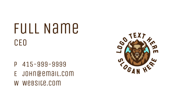 Mountain Wild Bison Business Card Design Image Preview