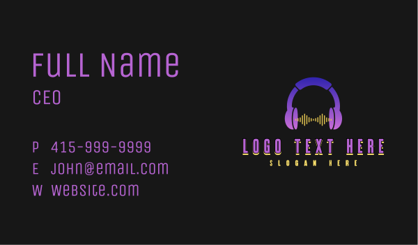 Headphone Music Wave Business Card Design Image Preview