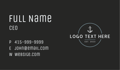 Anchor Marine Wordmark Business Card Image Preview