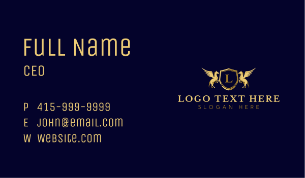 Wing Horse Shield Lettermark Business Card Design Image Preview