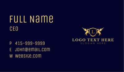 Wing Horse Shield Lettermark Business Card Image Preview