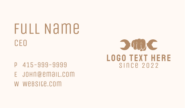 Fist Wrench Mechanic  Business Card Design Image Preview