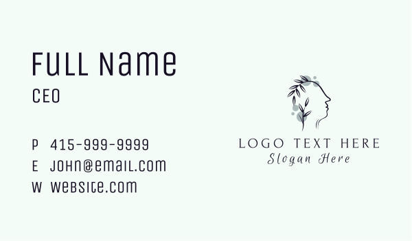 Eco Leaf Head  Business Card Design Image Preview