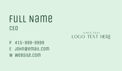 Natural Spa Wordmark Business Card Image Preview