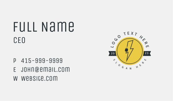 Lightning Electric Power Business Card Design Image Preview