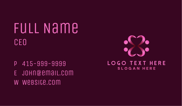 Heart Ribbon Community Business Card Design Image Preview