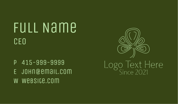Minimalist Clover Leaf  Business Card Design Image Preview