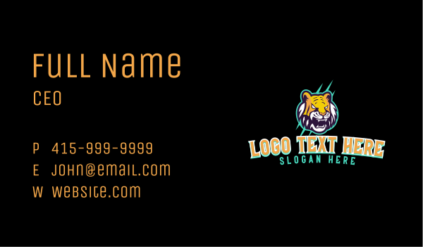 Wild Tiger Video Game Business Card Design Image Preview