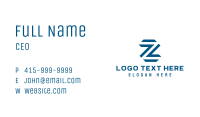 Blue Letter Z  Business Card Image Preview